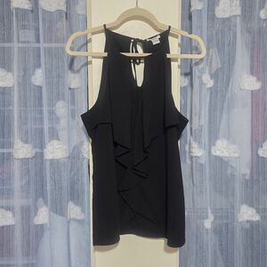 Bar III Black Ruffle Cutout Sleeveless Blouse